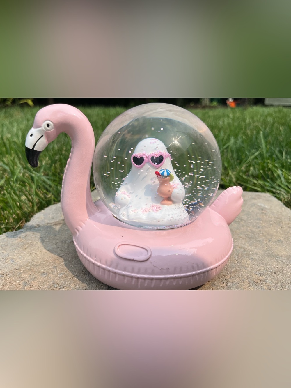 Pink Heart Sunglasses Snow Globe Figurine